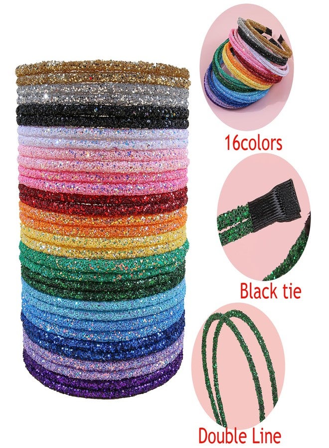 XIMA 16 Pieces Double Line Chunky Glitter Headbands for Women and Girls, Sparkly Girls' Hair Accessories - Image 2